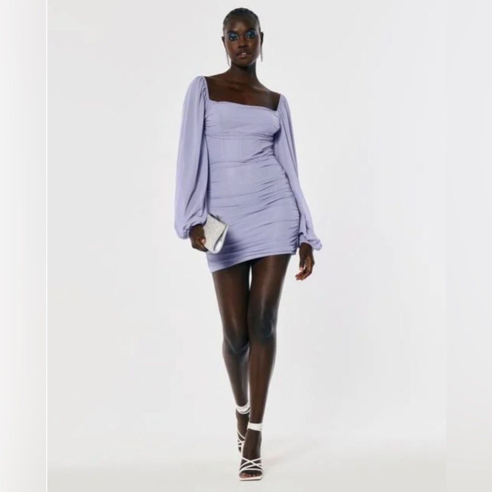 NWT hollister lavender long-sleeve mesh corset mini dress
